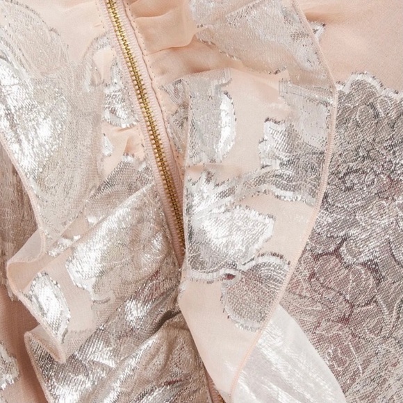 NEW SELF-PORTRAIT METALLIC FIL COUPÉ RUFFLE MINI DRESS - Picture 7 of 8